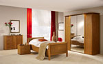 Спалня по поръчка с единично легло с висока конструкция и цвят: светъл лешник 29-2618